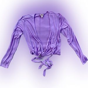 Mossimo Wrap Top Women’s XS Lavender 97% Rayon 3% Spandex Lilac Summer Blouse